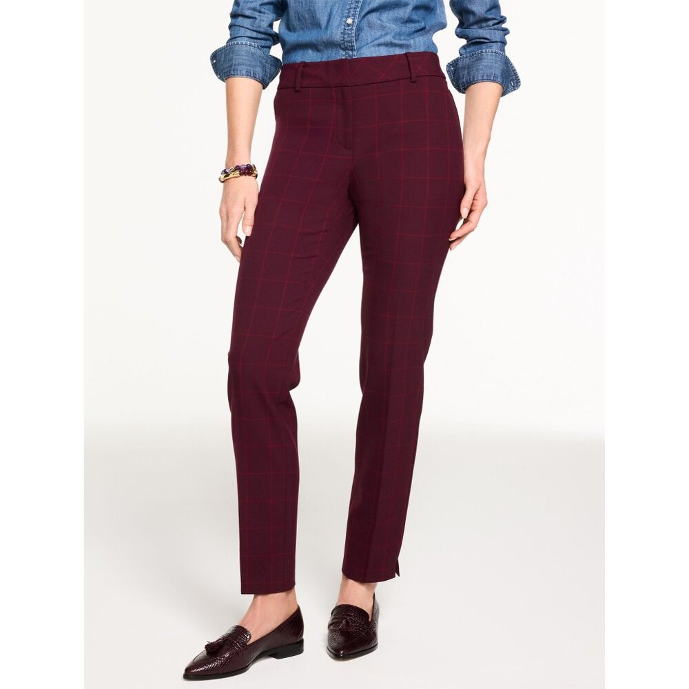 Talbots Hampshire Straight Ankle Pants Windowpane Plaid Womens Petite 2 2P NWT
